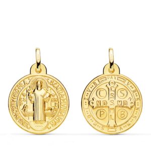 18K ESCAPULARIO ORO AMARILLO SAN BENITO MONJE 20 MM