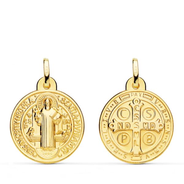 18K ESCAPULARIO ORO AMARILLO SAN BENITO MONJE 20 MM