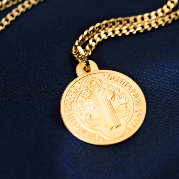 18K ESCAPULARIO ORO AMARILLO MEDALLA ORO AMARILLO SAN BENITO MONJE 24 MM - Imagen 2