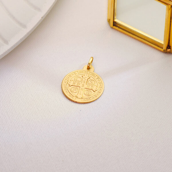 18K ESCAPULARIO ORO AMARILLO MEDALLA ORO AMARILLO SAN BENITO MONJE 24 MM - Imagen 3