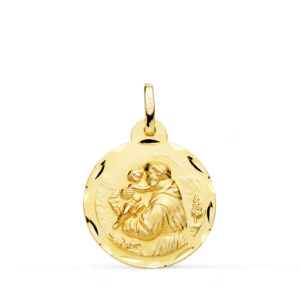 18K MEDALLA ORO AMARILLO SAN ANTONIO TALLADA 20 MM