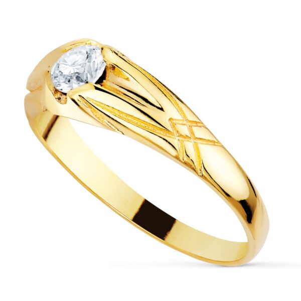 18K SOLITARIO ORO AMARILLO ANCHO 7 MM CIRCONITA 5 MM INTERIOR FORRADO - Imagen 2