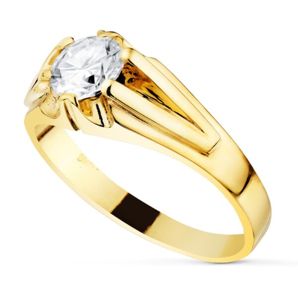 18K SOLITARIO ORO AMARILLO CABALLERO ANCHO 8 MM CIRCCONITA 5.50 MM FORRADO - Imagen 2