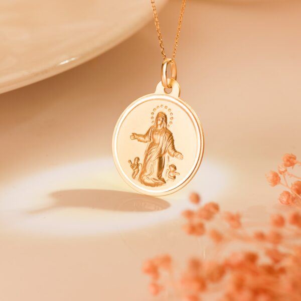 18K MEDALLA ORO AMARILLO VIRGEN DE LA ASUNCION BISEL 22 MM - Imagen 2