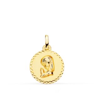 18K MEDALLA ORO AMARILLO VIRGEN NIÑA TALLA CRUZADA 16 MM