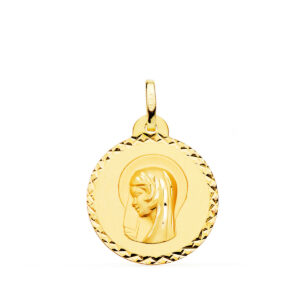 18K MEDALLA ORO AMARILLO VIRGEN MARIA ( REGINA CAELORUM ) TALLA CRUZADA 20 MM