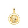 18K MEDALLA ORO AMARILLO VIRGEN NIÑA CERCO CALADO EN BRILLO 20X18 MM