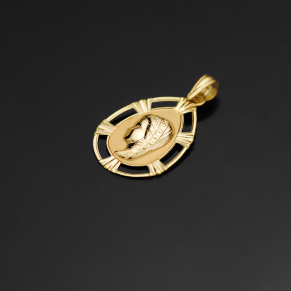 9K MEDALLA ORO AMARILLO VIRGEN NIÑA LAGRIMA 23 X 15 MM - Imagen 2