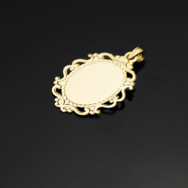 18K MEDALLA ORO AMARILLO VIRGEN NIÑA CERCO CALADO EN BRILLO 31X21 MM - Imagen 3