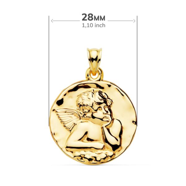 18K MEDALLA ORO AMARILLO ANGEL BURLON BRILLO 28 MM - Imagen 3