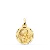 18K MEDALLA ORO AMARILLO ANGELITO BURLON CON PALOMA TALLADA 16 MM