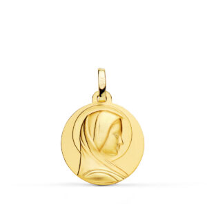 9K MEDALLA ORO AMARILLO MARIA FRANCESA LISA MATIZADA 18 MM