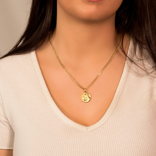 18K MEDALLA ORO AMARILLO MADRE DIVINA TERNURA BRILLO Y MATE 18 MM - Imagen 2