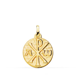 18K MEDALLA ORO AMARILLO CRUZ DE CRISMON MARTELE 18 MM