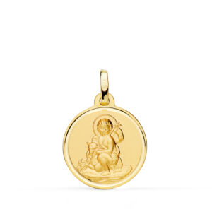 18K MEDALLA ORO AMARILLO SAN JUAN BAUTISTA MATIZADA BISEL 18 MM