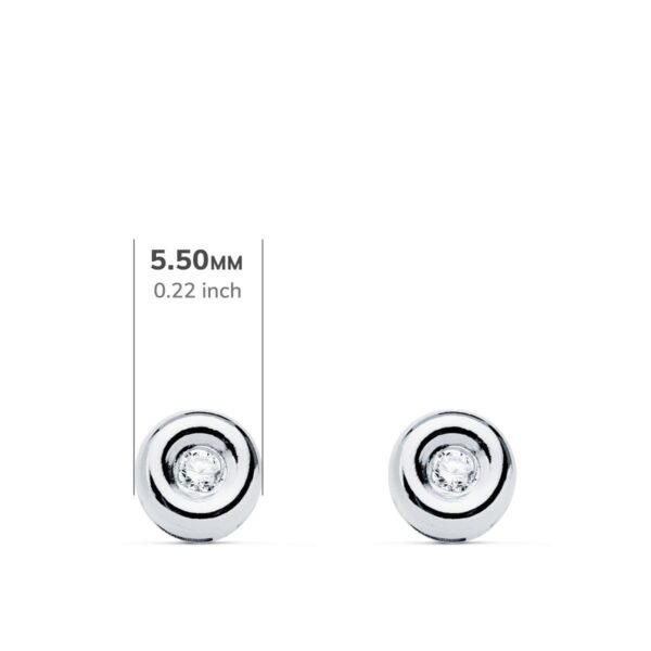 18K PENDIENTES ORO BLANCO CHATON DIAMANTES 1,70 MM 0,040 QTS. G-VS2. CIERRE PRESION 5,5 MM - Imagen 2