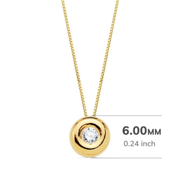 18K GARGANTILLA ORO AMARILLO CHATON 6 MM DIAMANTE 0,050 QTS. G-VS2. CADENA 42CM - Imagen 2