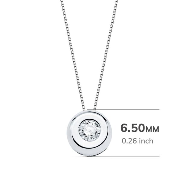 18K GARGANTILLA ORO BLANCO CHATON 6,5 MM DIAMANTE 0,100 QTS. G-VS2. CADENA 42CM - Imagen 2