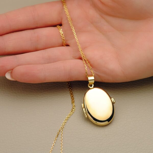 18K GUARDAPELO DIJE PORTAFOTOS ORO AMARILLO OVAL LISO 25X20 MM - Imagen 3