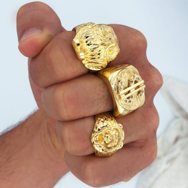 18K SELLO ORO AMARILLO MACIZO DOLAR CON CIRCONITA ANCHO 22X20 MM - Imagen 3