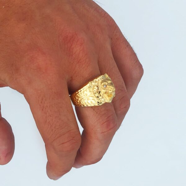 18K SELLO ORO AMARILLO CABEZA DE LEON ANCHO 15 MM - Imagen 3