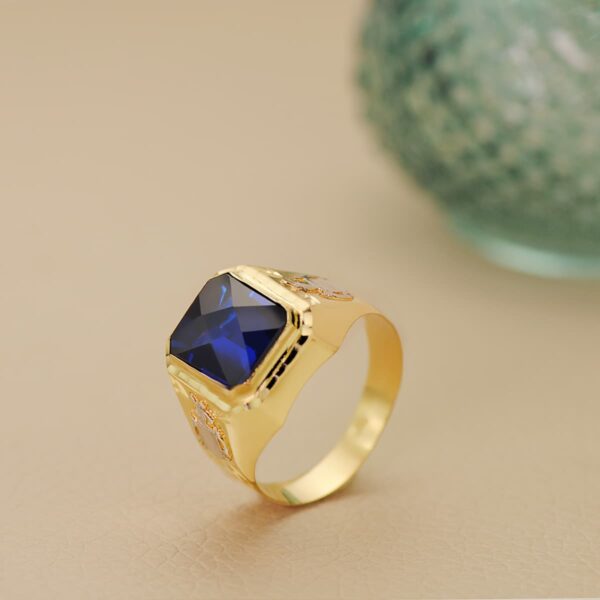 18K SELLO ORO AMARILLO CABALLERO ZAFIRO SPINEL - Imagen 2