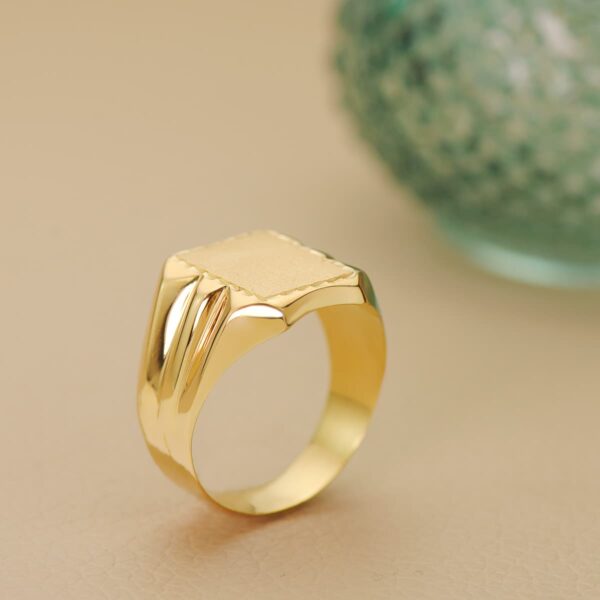 18K SELLO ORO AMARILLO HUECO CABALLERO RECTANGULAR TALLADO. ZONA GRABADO: 12X10 MM - Imagen 2