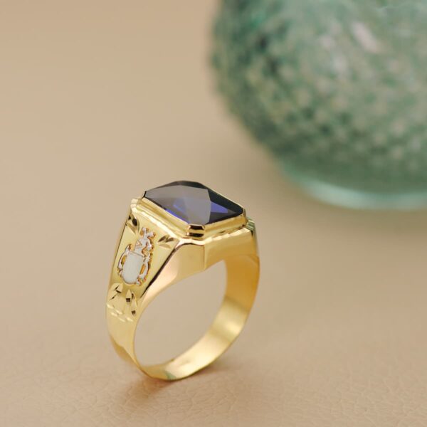 18K SELLO ORO AMARILLO CABALLERO ZAFIRO SPINEL - Imagen 3